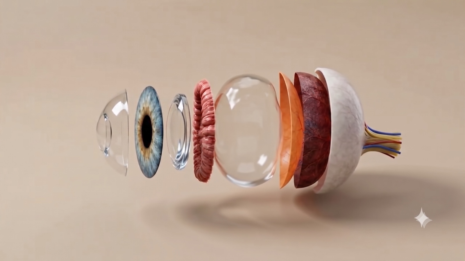 Exploded view of the human eye