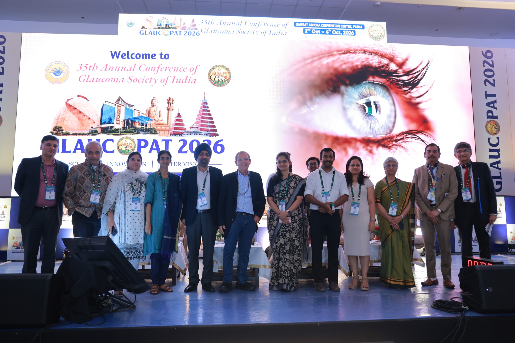 The VSHack panel on stage at GLAUCOPAT 2026 in Patna.