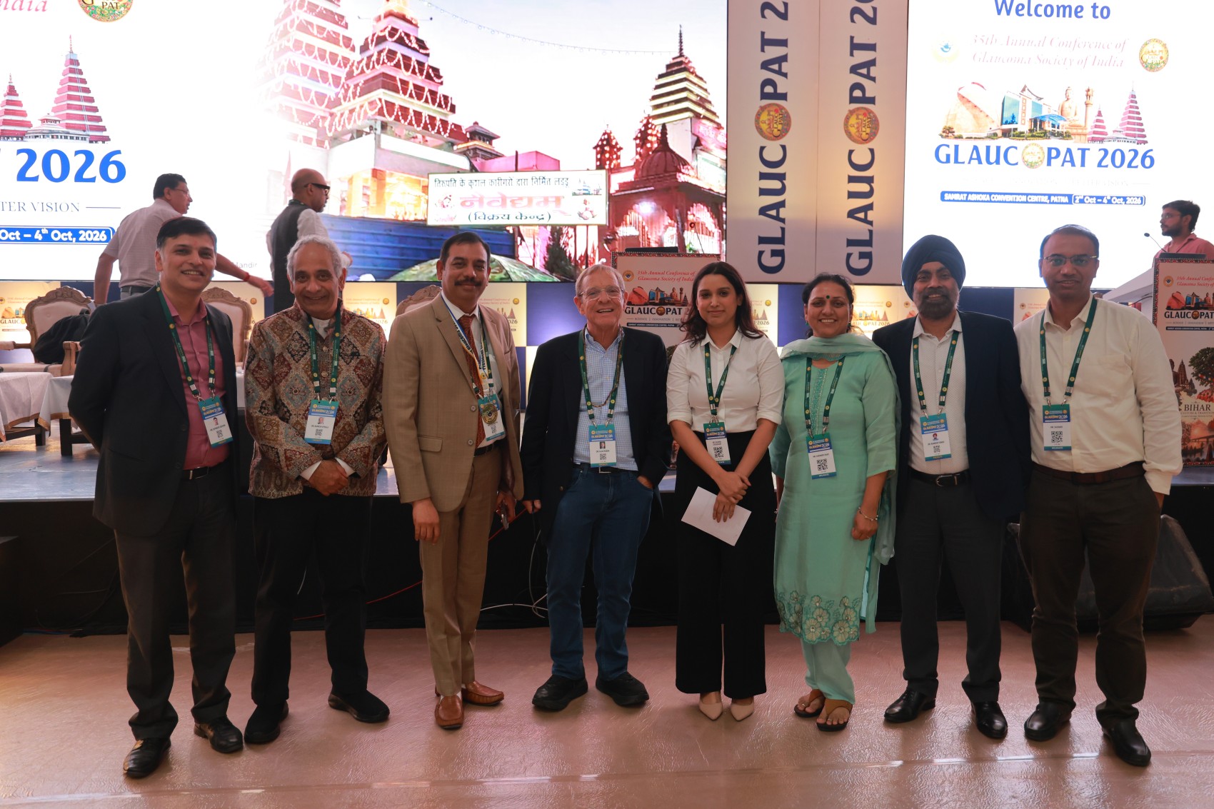 The VSHack group on stage at GLAUCOPAT 2026 in Patna.